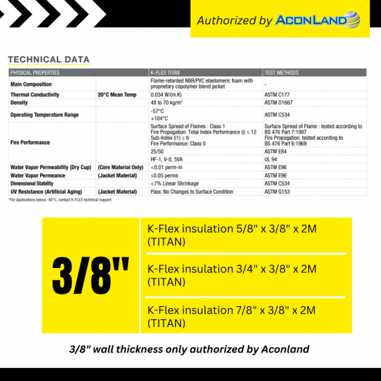 KFlex Insulation 5/8" x 3/8" x 2M (TITAN)